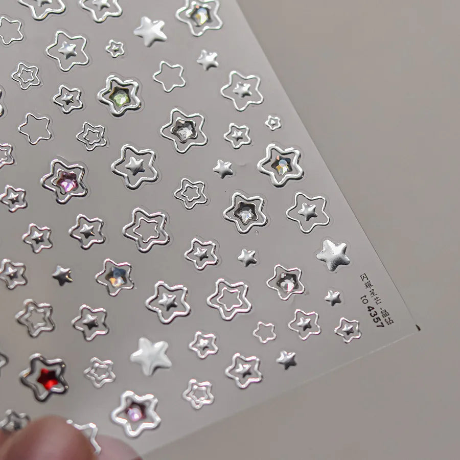Dark Retro Metallic Nail Stickers - Cross Design Self-Adhesive Nail Art Decorations