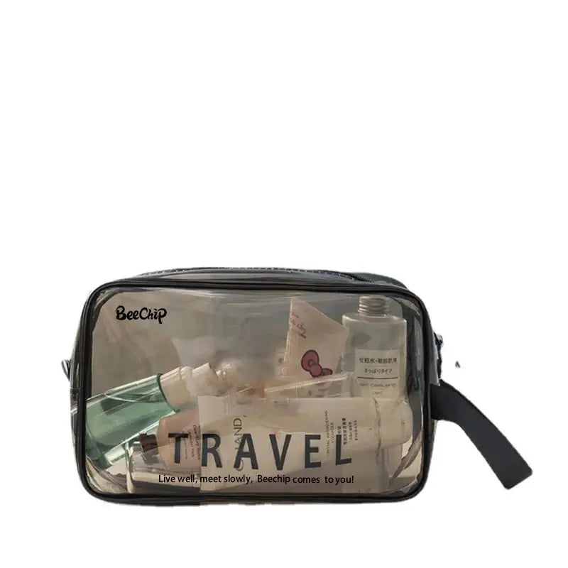 Clear PVC Makeup and Toiletry Organizer Bag - Portable Travel Cosmetic Case