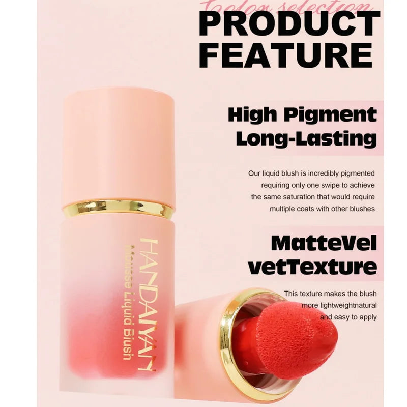 Liquid Blush Matte Makeup - Long-Lasting Natural Finish with Sponge Brush