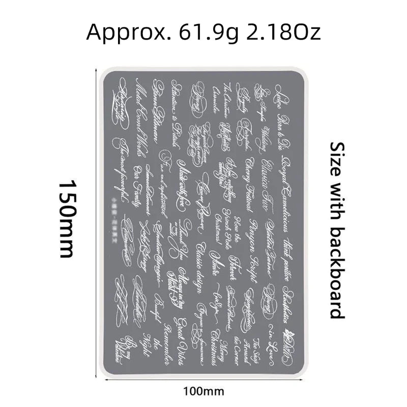 Gothic English Words Nail Stamping Plates Stainless Steel Nail Art Template - 15x10cm
