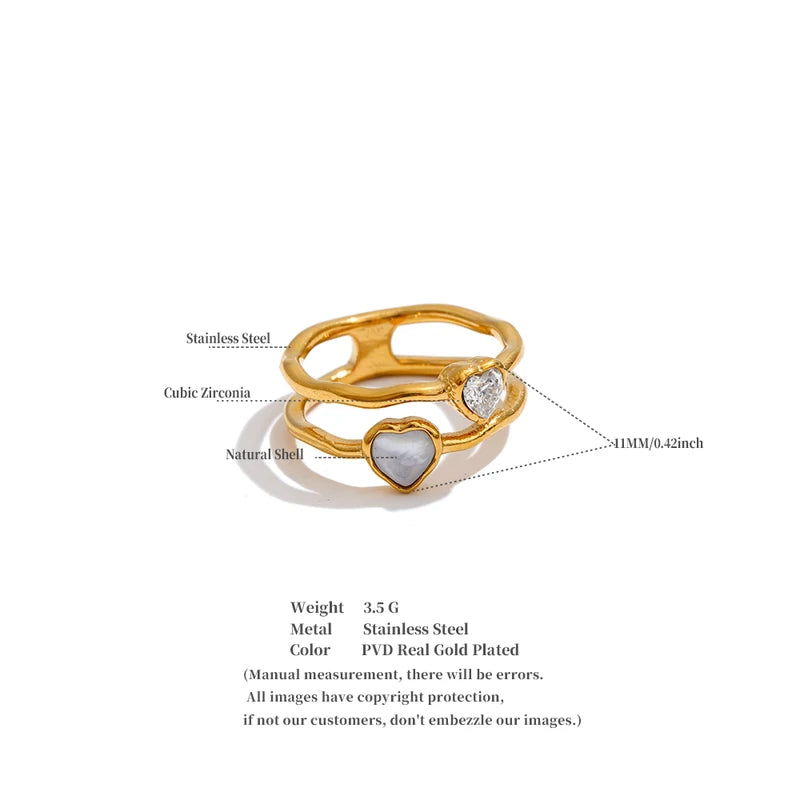 Double-Layer Heart Zirconia Love Ring for Women - Modern Jewelry
