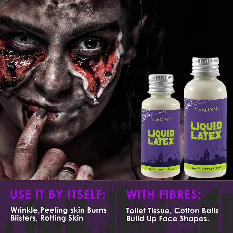Liquid Latex Kit for SFX Makeup Scars Wounds Prosthetics Halloween 30ml+50ml