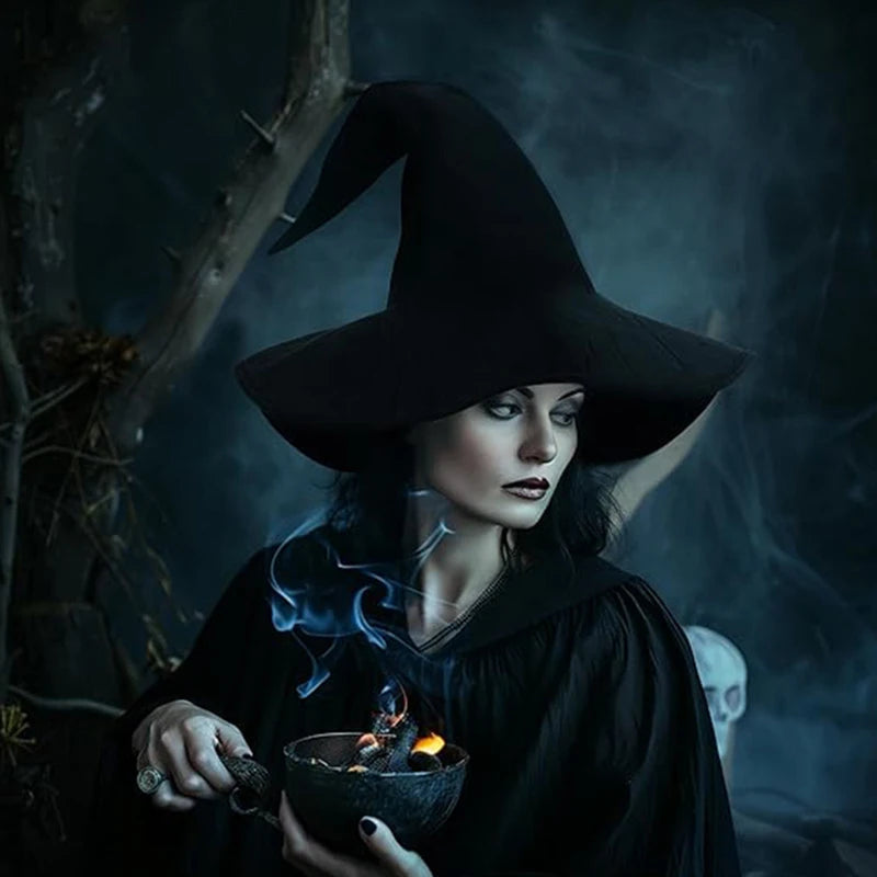 Women’s Witch Twist Hat Black Velvet Halloween Cosplay Accessory