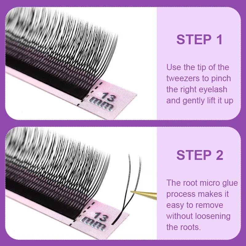 U-Shaped YY Double Tip 2D Volume False Eyelash Extensions - Lightweight & Soft