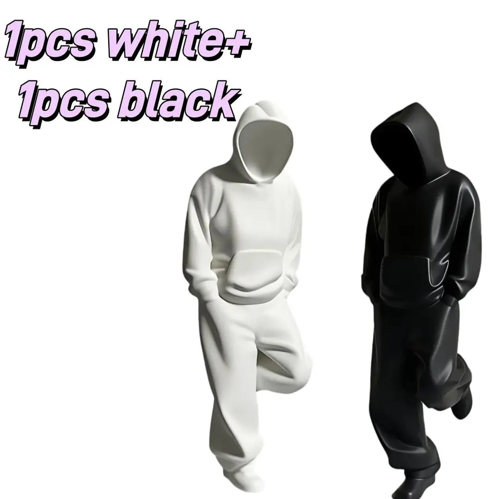 Faceless Thinker Model Set - Black & White Plastic Decor for Desk or Hallway