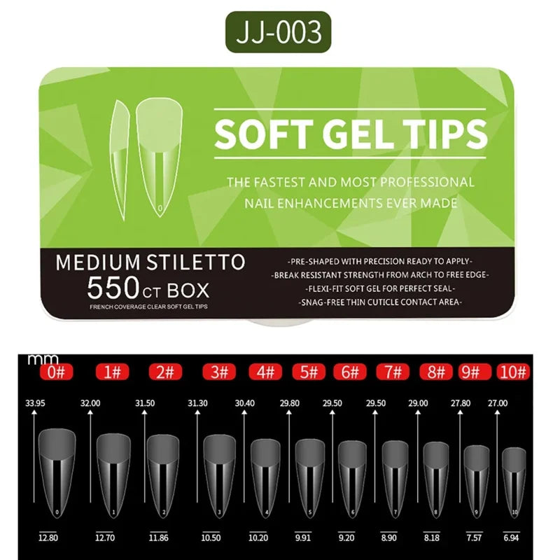 Medium and Short Soft Gel Nail Tips Set - Full Coverage Matte Extension Tools