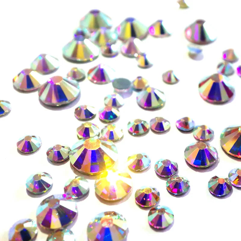 Assorted Flat Back Glass Rhinestones for Nail Art & Crafts - Non Hotfix Crystals