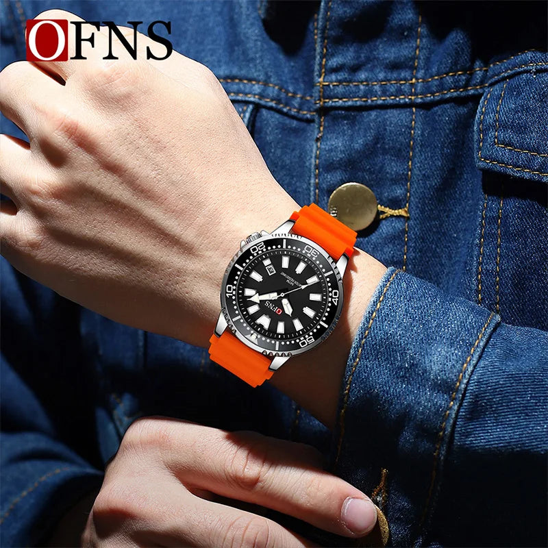 Men's Quartz Watch with Silicone Strap Waterproof Night Light Casual Business