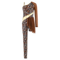 Kids Girls Prehistoric Cave Leopard Print Metallic Dress with Oversleeves Costume