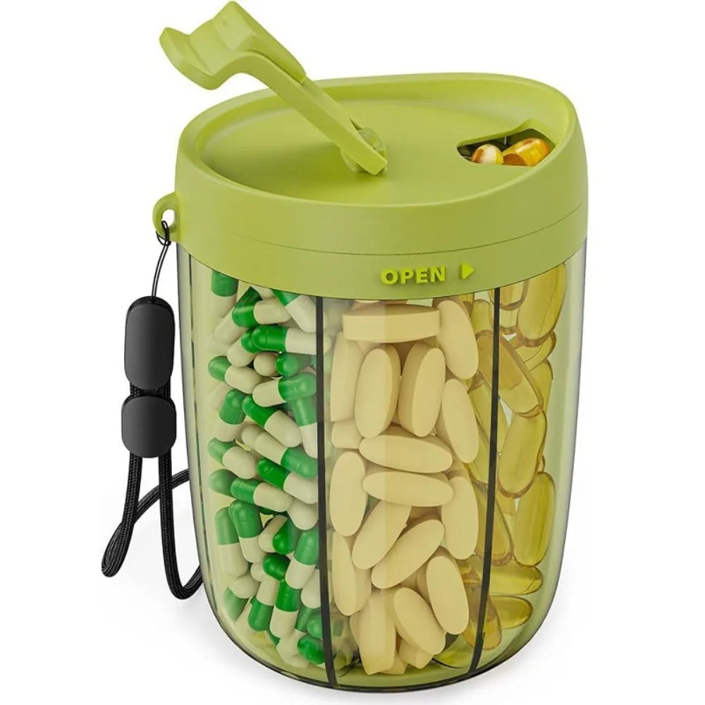 6 Compartments Plastic Pill Dispenser with Wide Opening BPA-Free Storage Box