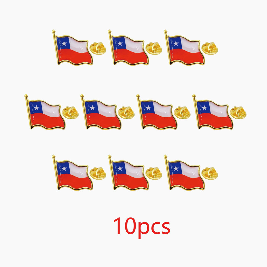 Chile Flag Lapel Pins Bulk Pack - Emblem Badges for Jackets Hats Backpacks