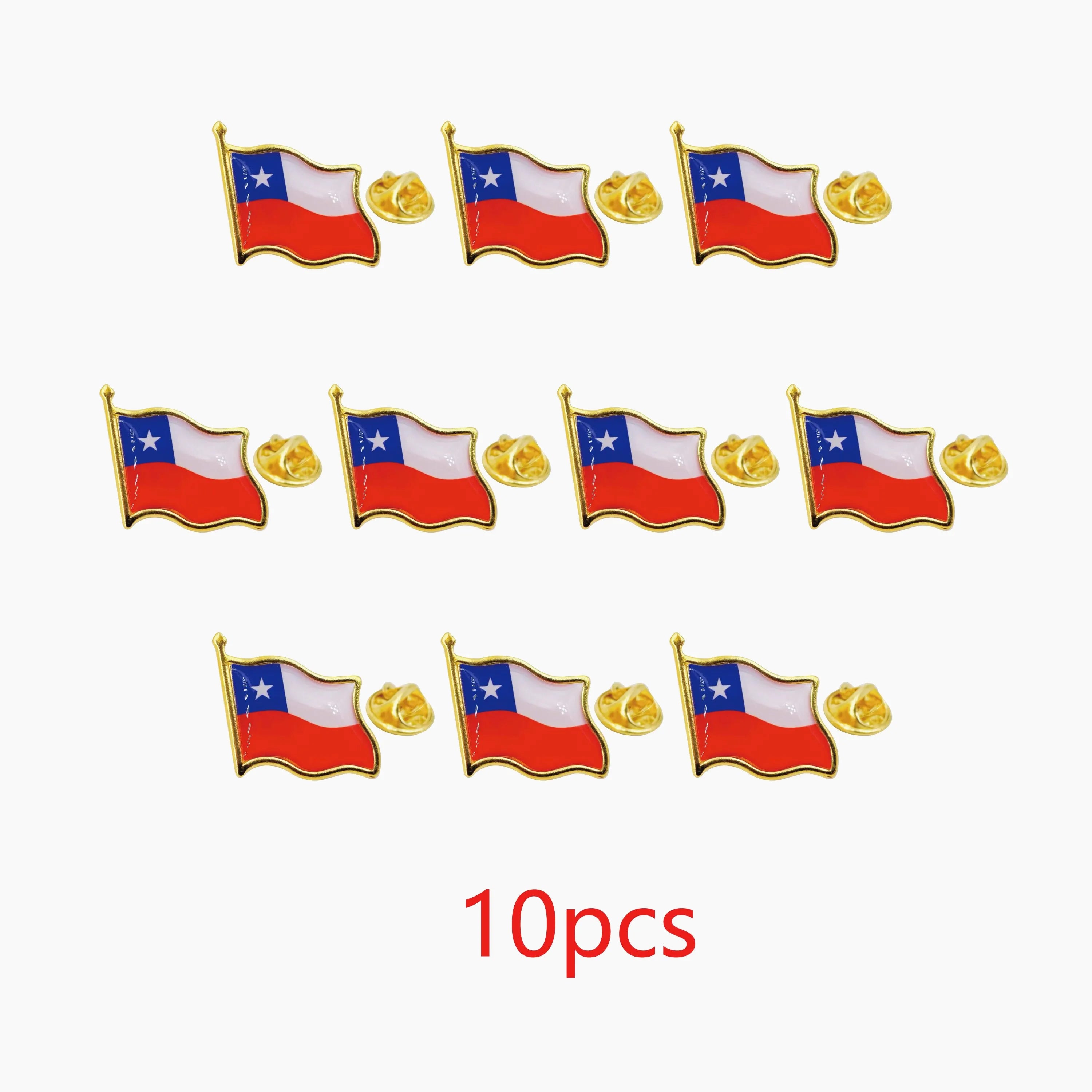 Chile Flag Lapel Pins Bulk Pack - Emblem Badges for Jackets Hats Backpacks