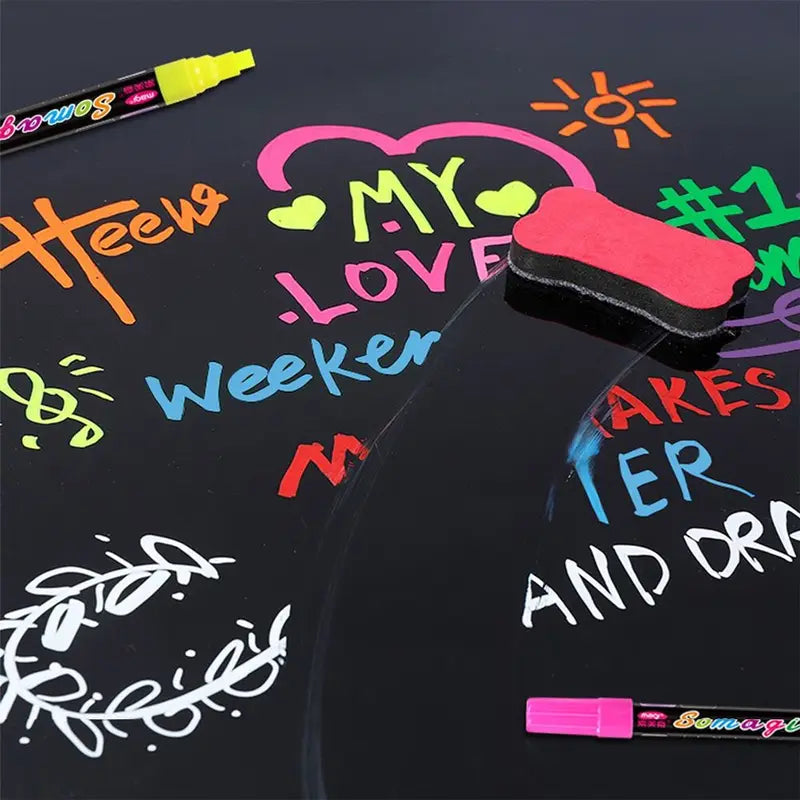 Dust-Free Erasable Whiteboard Chalk Marker Pen Set - 9 Vibrant Colors
