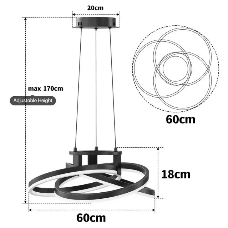 Modern Geometric LED Pendant Light for Dining Living Room Kitchen Bedroom Dimmable Lamp
