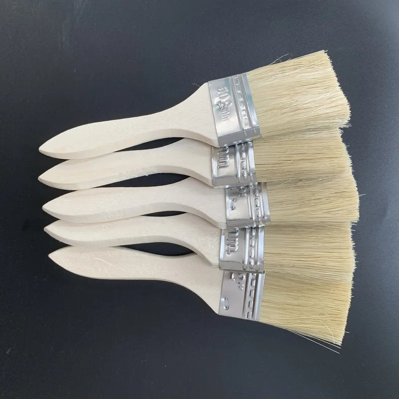 Wooden Paint Brush Set with Ergonomic Gourd Handle, 2-Inch Natural Mane for Painting and Staining