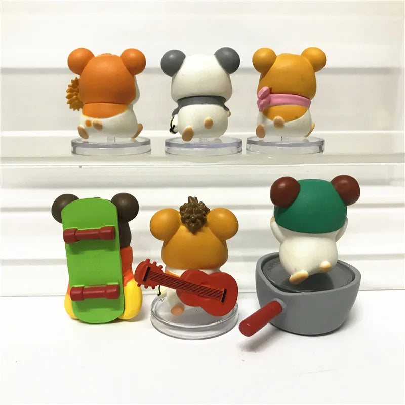 6pcs Hamtaro Hamster Cartoon Model Figure Toys Desktop Decor Set