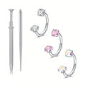Septum Rings Horseshoe Nose Jewelry 18G Double Gem Hoop Opal CZ Piercing