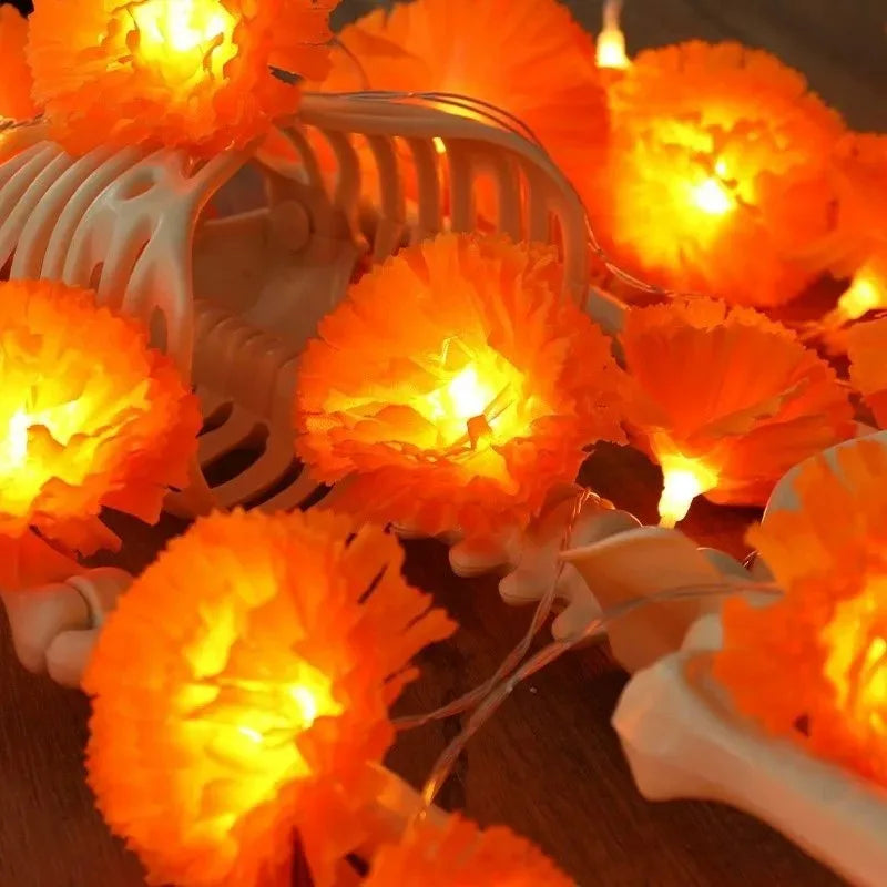 LED String Lights for Halloween Outdoor Party Decorations Marigold Garland Battery Powered