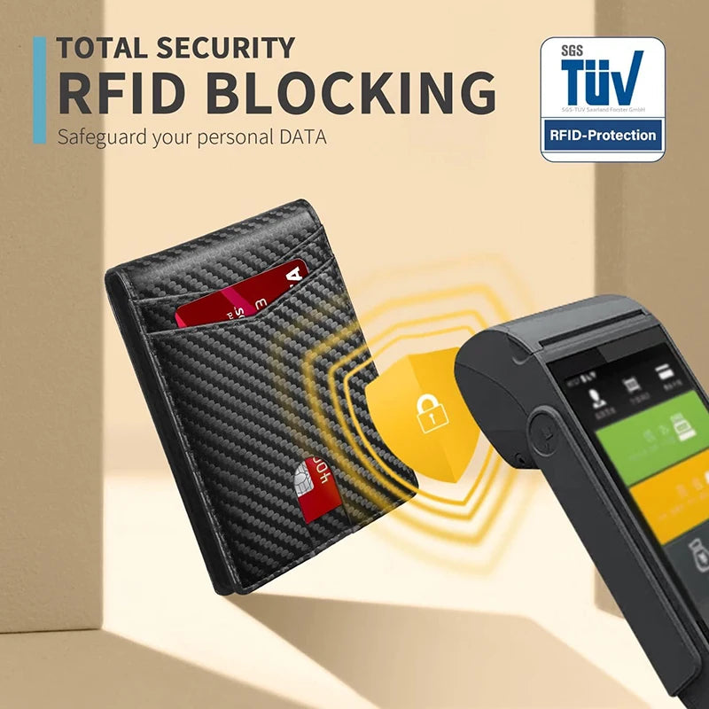 Ultra Thin RFID Leather Wallet for Men with ID Window & Multi Card Slots