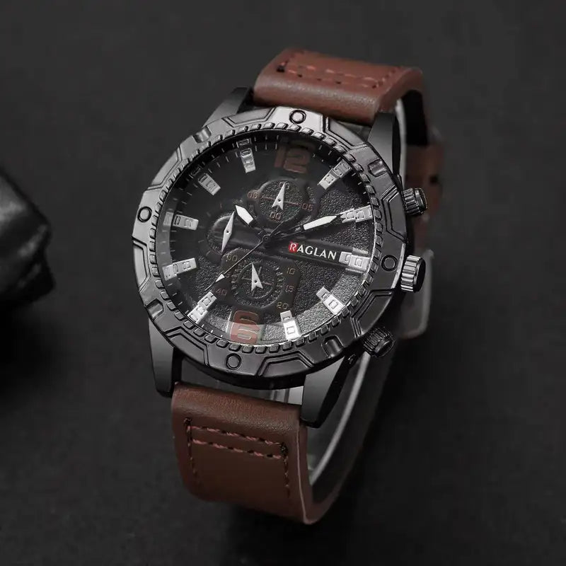 Men's Fashion Leather Strap Quartz Watch Casual Business Wristwatch - Multiple Colors