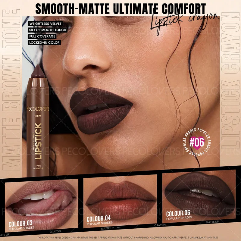 6PCS Waterproof Matte Lipstick Pencil Set - Long-Lasting Lip Contour & Lipliner