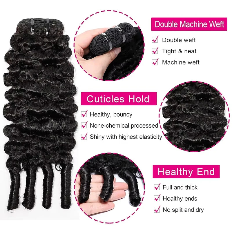 Burmese Curly Human Hair Extensions - Sew In Raw Hair Bundles, Double Drawn, Brazilian Remy