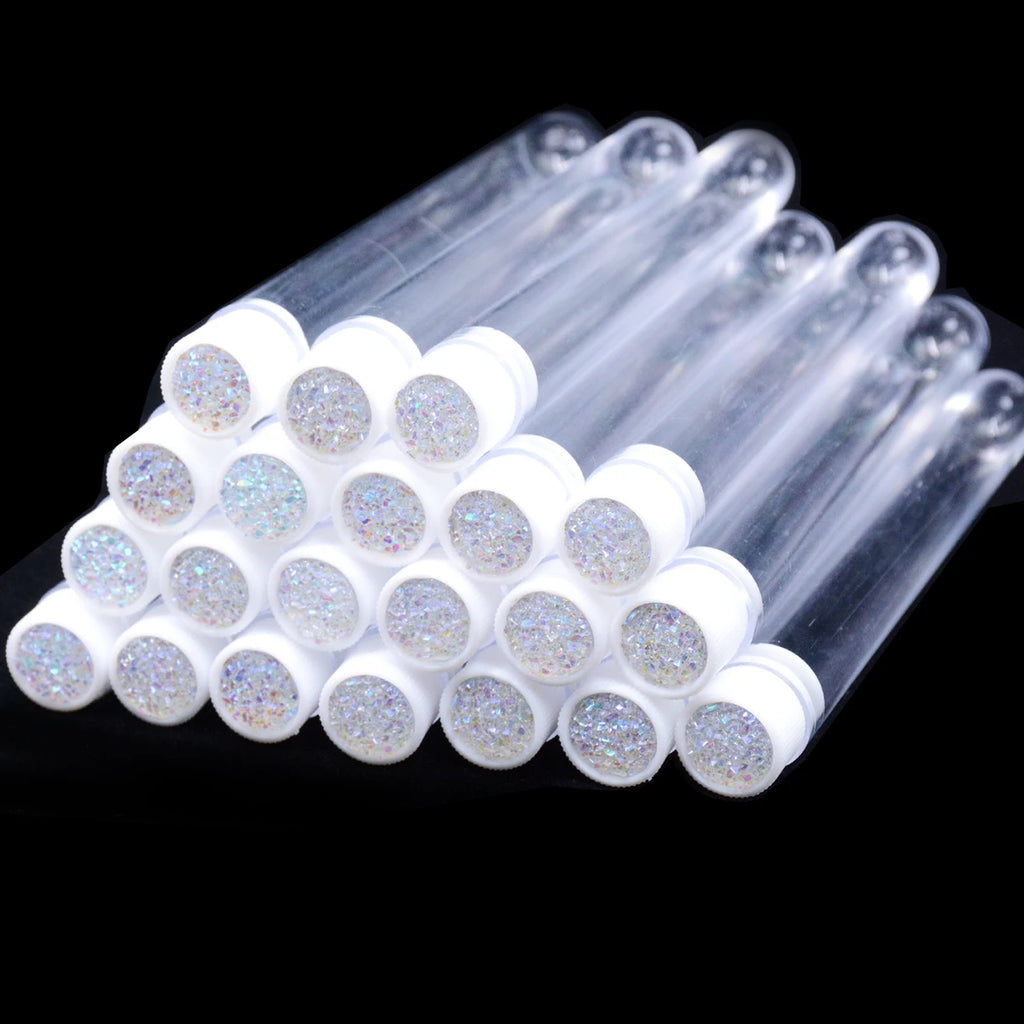 20 Pack Reusable Eyelash Brush Tubes with Sparkling Lash Spoolies and Dust-Proof Flask Case