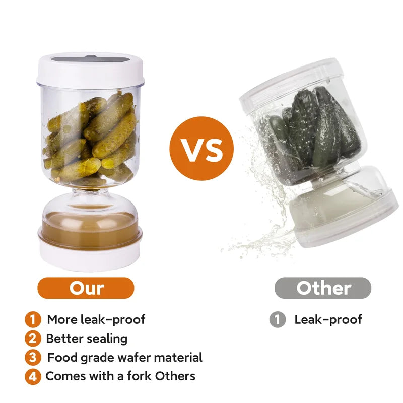 Olive and Pickle Strainer Jar with Airtight Lid - Food Storage Container