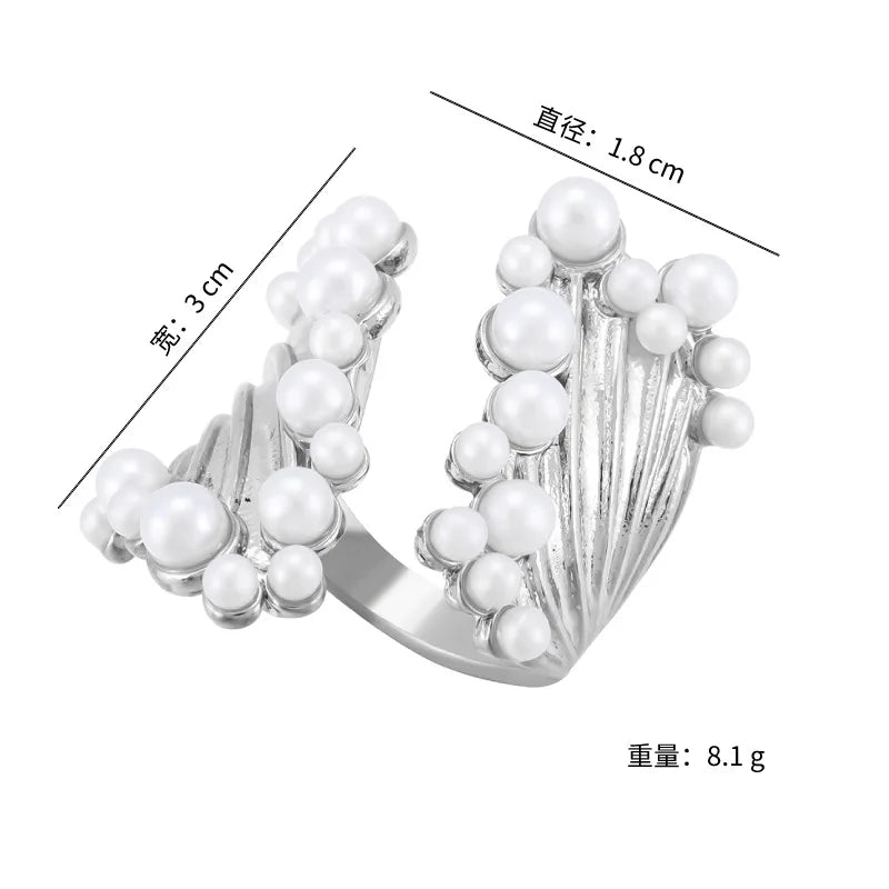 Chunky Fashion Pearl Rings for Women - Trendy Statement Jewelry Gift