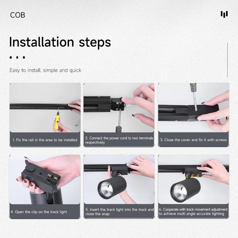 Full Set LED Track Light Fixture Rail 110-220V COB Ceiling Spot Lighting for Retail & Home