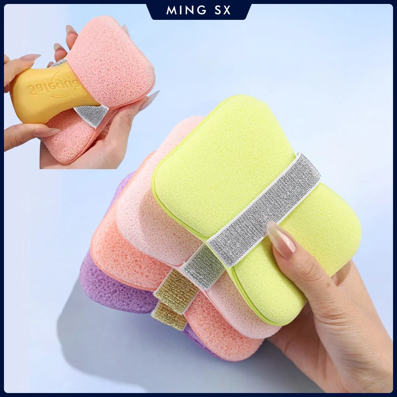 Bath Cleansing Foam Sponge Bag Set - Exfoliating Loofah Pouch for Body