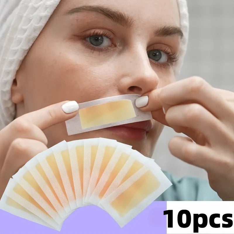 10pcs Honey Scented Facial Hair Removal Wax Strips for Brows Lips Cheeks