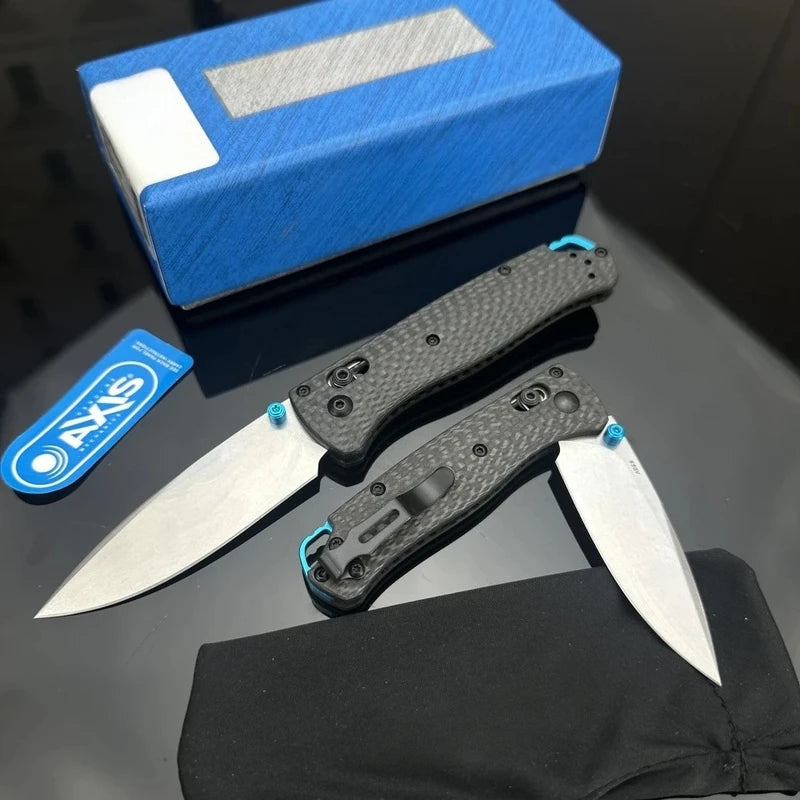 Folding Pocket Knife with Carbon Fiber Handle and Drop-Point Blade - Outdoor Survival Tool