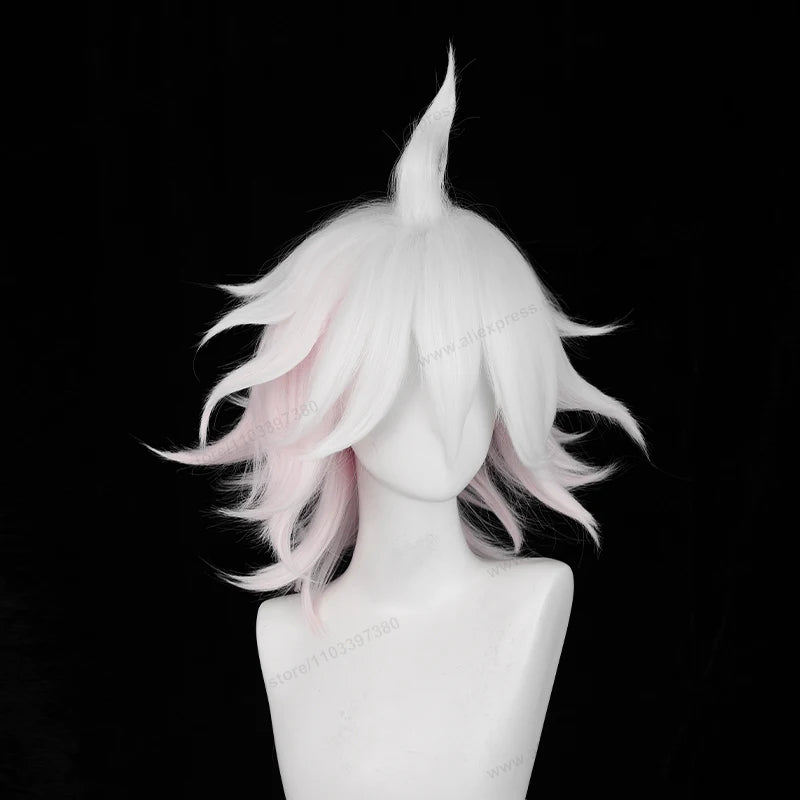 Pink White Gradient Cosplay Wig 37cm Short Synthetic Heat-Resistant Hair for Anime Costume