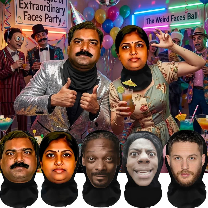 Indian-Style 3D Party Mask Headgear - Abstract Cosplay Face Mask for Cycling & Events