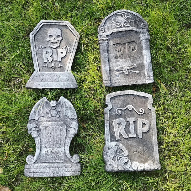 Halloween Foam Tombstone Decorations 4pcs Spooky Yard & Haunted House Props