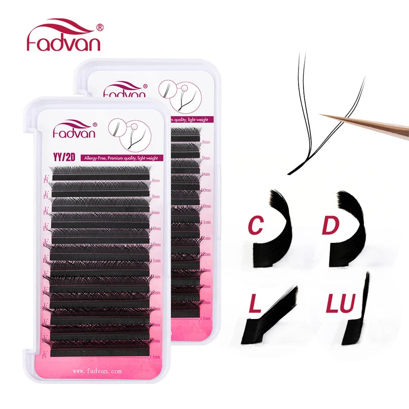 False Eyelashes 10 Pairs Premade Fan Faux Mink YY Shape Long-Lasting Eye Makeup
