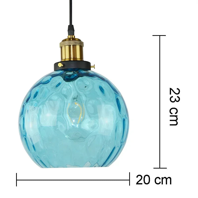 Modern LED Glass Pendant Light - Blue Hanging Lighting Fixture for Living and Dining Rooms