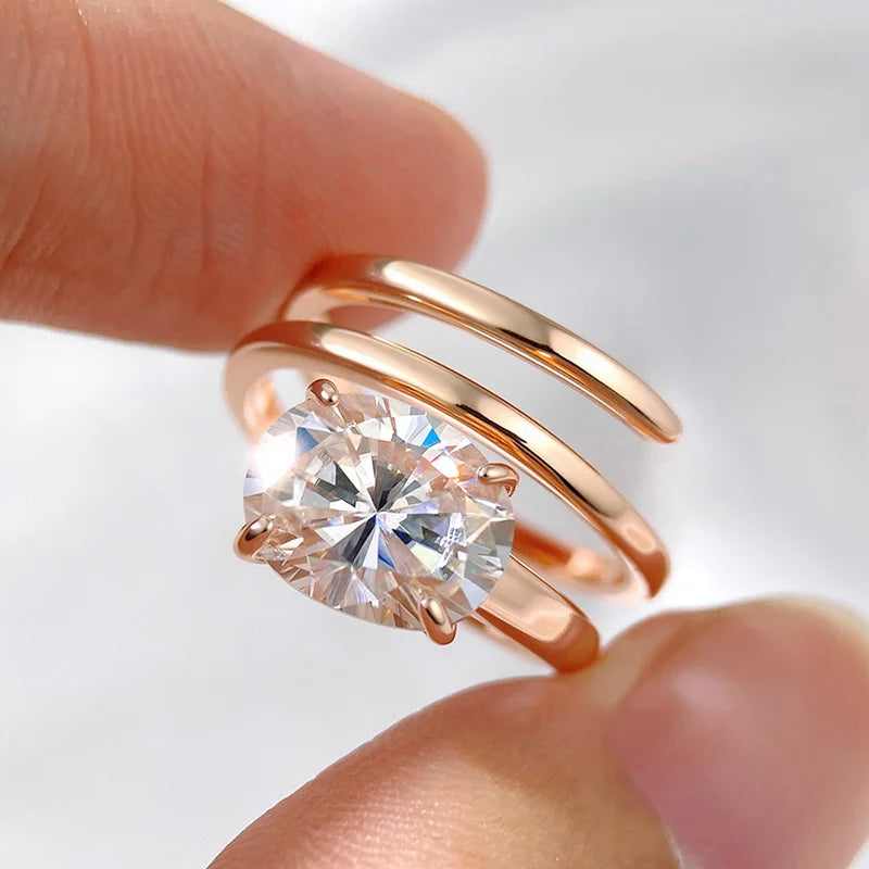 Sterling Silver Moissanite Wedding Ring 1-3CT Lab Diamond Band for Women