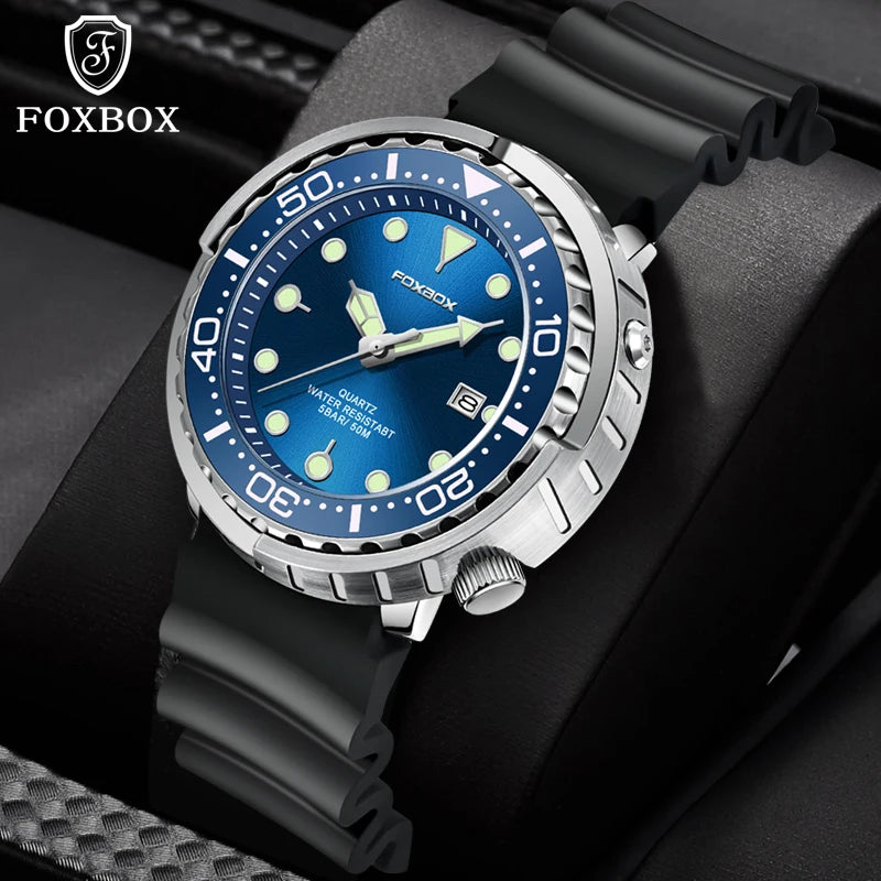Men's Waterproof Sport Quartz Watch 50ATM Diver Watch with Date