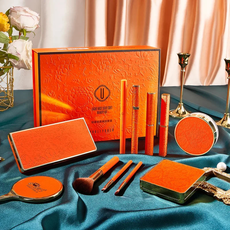 Holiday Makeup Set with Lipstick Eyeshadow Eyeliner and Brow Pencil - Gift Box