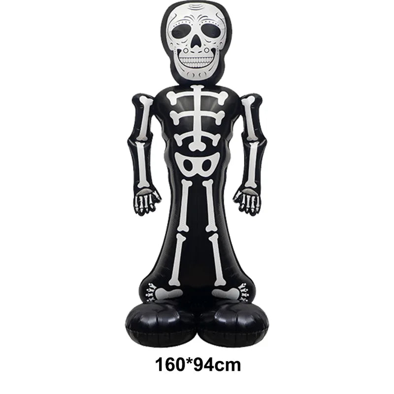Large Halloween Skeleton Balloon Inflatable Tombstone Decor with Hand & Skull