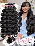 Brazilian Remy Body Wave Human Hair Bundles - Unprocessed Wavy Extensions