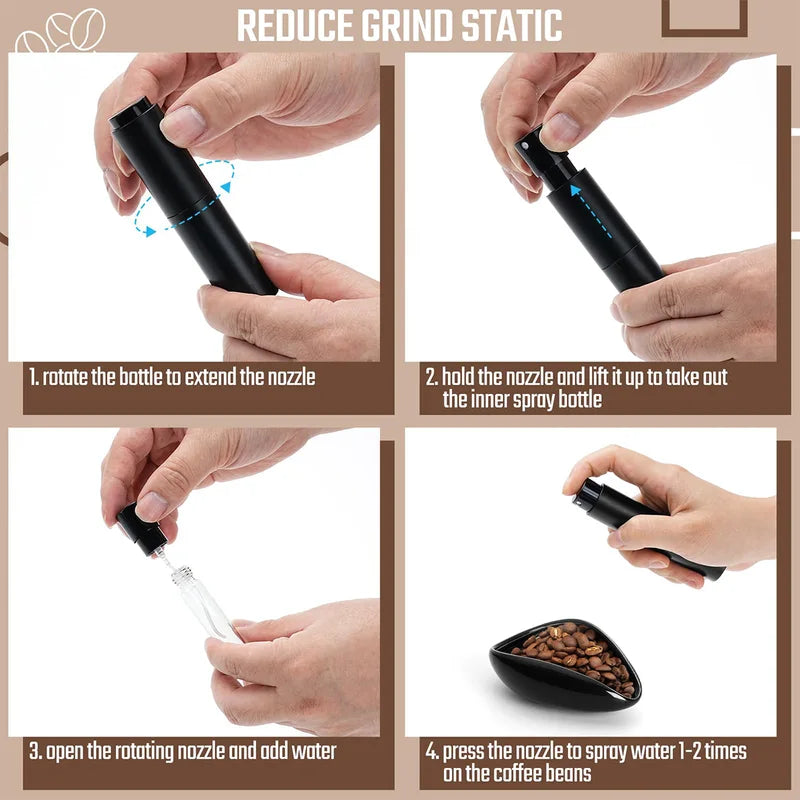 Coffee Bean Dosing Cup & Spray Bottle Kit for Barista, Static Reduction, Ceramic Single Dose Tray