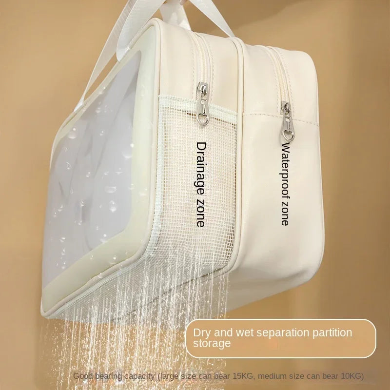 Large Capacity Makeup & Toiletry Travel Bag - Wet Dry Separation Portable Storage