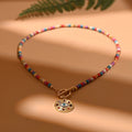 Colorful Stone Choker Necklace for Women Evil Charm Pendant Fashion Jewelry
