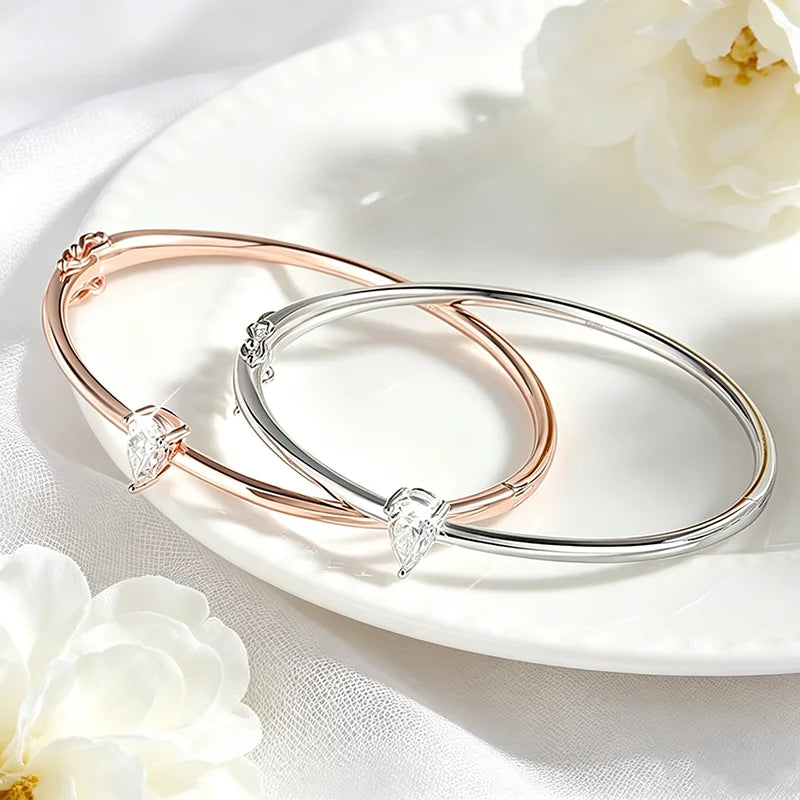 Pear Cut Moissanite Silver Bracelet for Women - Certified Lab Diamond Jewelry