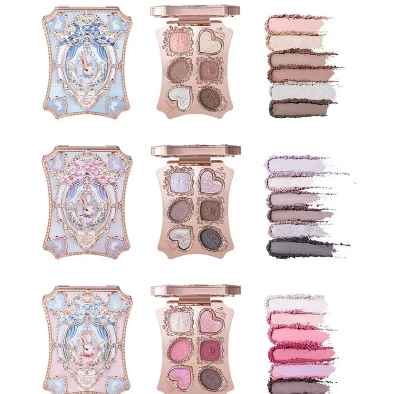 Matte Pearlescent Eyeshadow Palette with Six Color Variants - Long Lasting Glitter Makeup