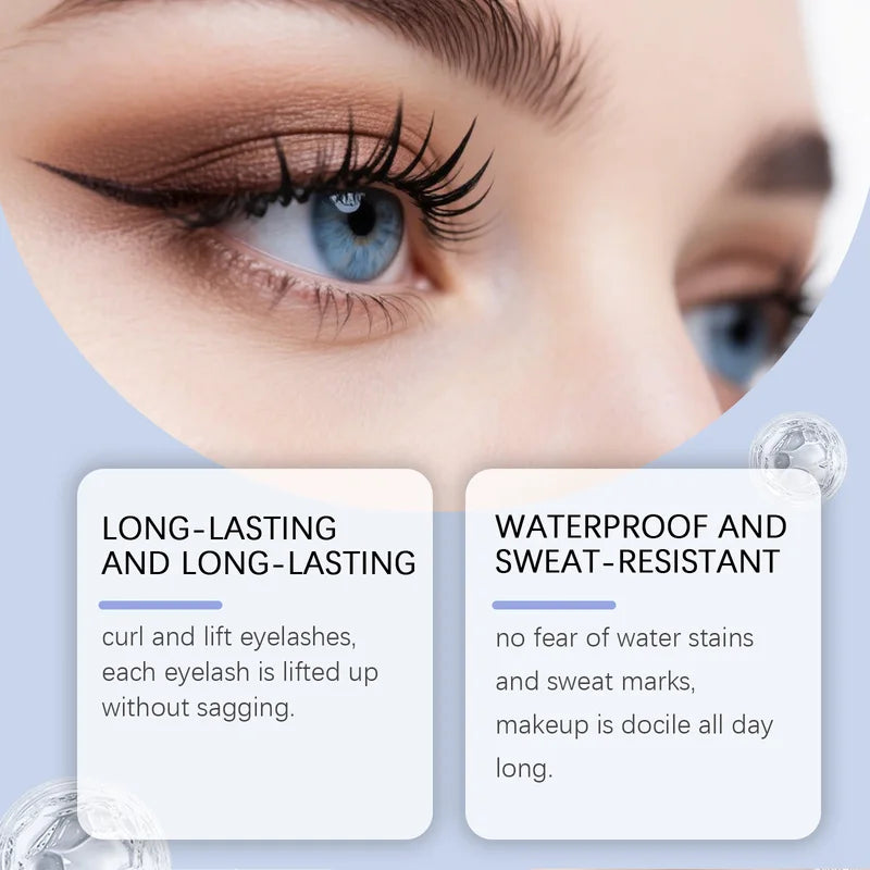 Long Lasting Waterproof Curling Mascara - Natural Finish, No Clumping, Lightweight, Smudge Proof