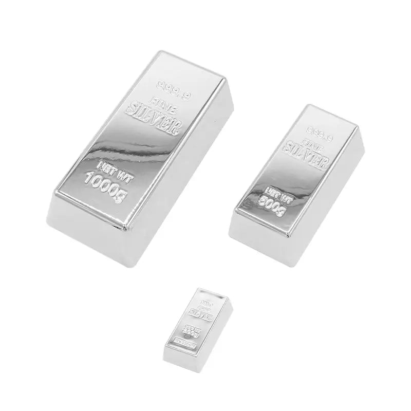 Fake Silver Bullion Brick Decor - Simulated Silver Gift for Parties & Home